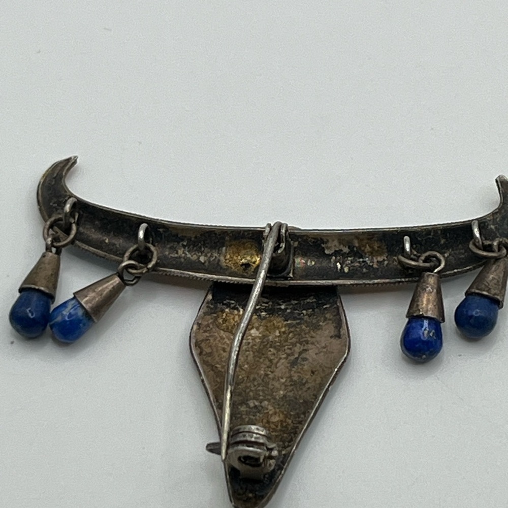 Colorful Enamel Bull Skull Brooch - Picture 3 of 3